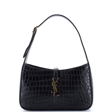 Saint Laurent Le 5 a 7 Hobo Crocodile Embossed Leather Small