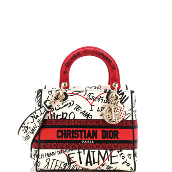 Christian Dior Lady D-Lite Bag Embroidered Canvas Medium