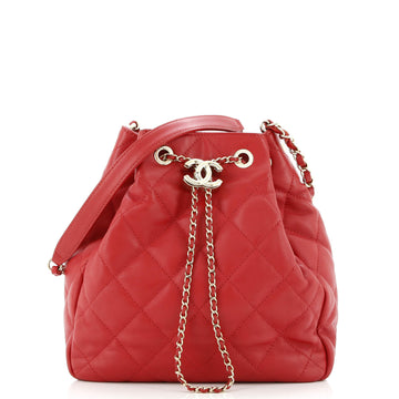 Chanel CC Drawstring Bucket Bag Quilted Lambskin Small