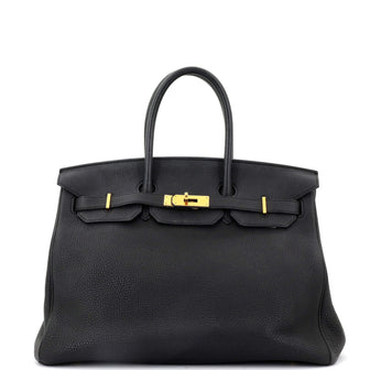 Hermes Birkin Handbag Black Togo with Gold Hardware 35