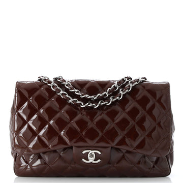Chanel Classic Double Flap Bag Quilted Patent Jumbo