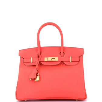 Hermes Birkin Handbag Red Epsom with Gold Hardware 30