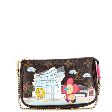 Louis Vuitton Pochette Accessoires Limited Edition Vivienne Xmas Monogram Canvas Mini
