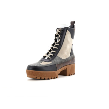 Louis Vuitton Women's Laureate Platform Desert Boots Suede with Monogram Canvas