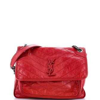 Saint Laurent Niki Chain Flap Bag Matelasse Chevron Leather Medium