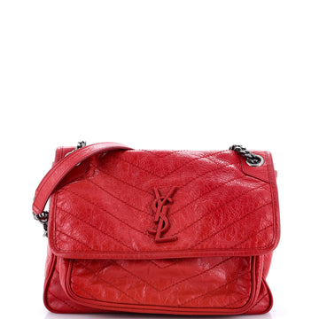 Saint Laurent Niki Chain Flap Bag Matelasse Chevron Leather Medium