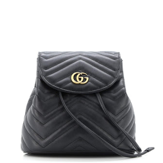Gucci GG Marmont Drawstring Backpack Matelasse Leather Mini