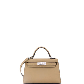 Hermes Kelly Mini II Bag Brown Epsom with Palladium Hardware 20