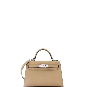Hermes Kelly Mini II Bag Brown Epsom with Palladium Hardware 20