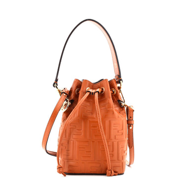 Fendi Mon Tresor Bucket Bag Zucca Embossed Leather Mini
