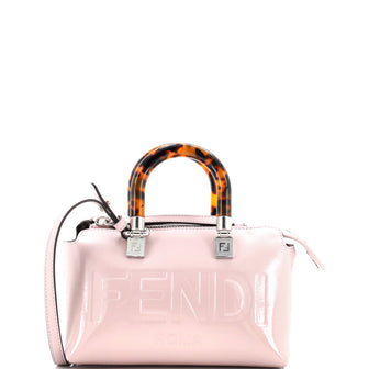 Fendi Logo By The Way Top Handle Bag Embossed Leather Mini