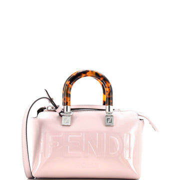 Fendi Logo By The Way Top Handle Bag Embossed Leather Mini