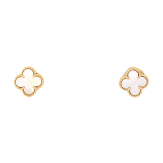 Van Cleef & Arpels Sweet Alhambra Stud Earrings 18K Yellow Gold and Mother of Pearl