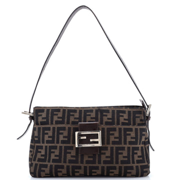 Fendi Vintage Pocket Shoulder Bag Zucca Canvas Small