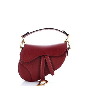 Christian Dior Saddle Handbag with Strap Leather Mini