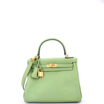 Hermes Kelly Handbag Green Swift with Gold Hardware 25