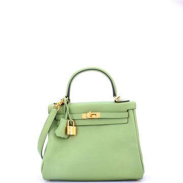 Hermes Kelly Handbag Green Swift with Gold Hardware 25