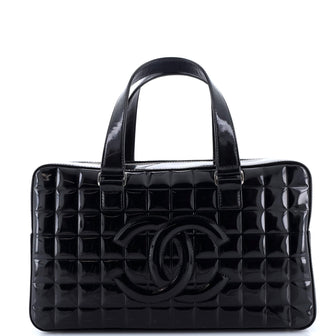 Chanel Chocolate Bar CC Bowler Bag Quilted Patent Large