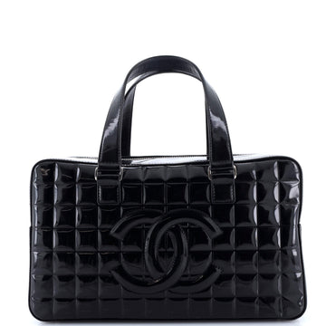 Chanel Chocolate Bar CC Bowler Bag Quilted Patent Large