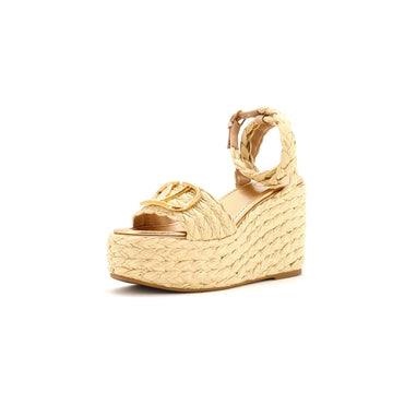 Valentino Garavani Women's VLogo Wedge Sandals Raffia
