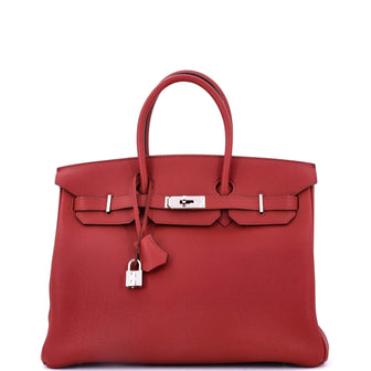 Hermes Birkin Handbag Red Vache Trekking with Palladium Hardware 35
