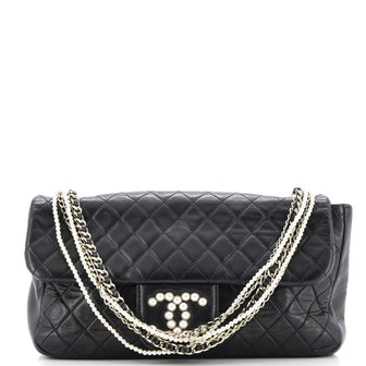 Chanel Westminster Pearl Chain Flap Bag Quilted Lambskin Medium
