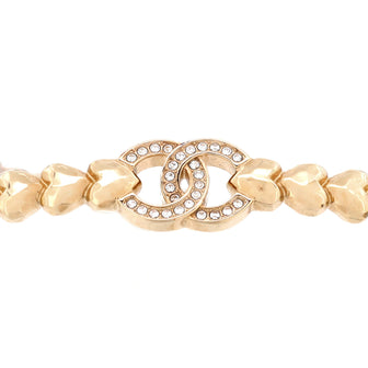 Chanel CC Multi Heart Chain Choker Necklace Metal with Crystals