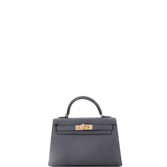 Hermes Kelly Mini II Bag Grey Epsom with Permabrass Hardware 20