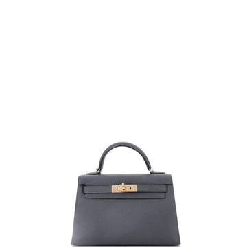 Hermes Kelly Mini II Bag Grey Epsom with Permabrass Hardware 20