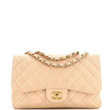Chanel Vintage Classic Single Flap Bag Quilted Caviar Jumbo