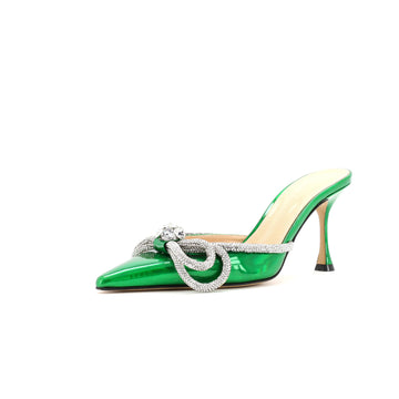 Mach & Mach Women's Double Bow Heeled Mules Printed Patent 85