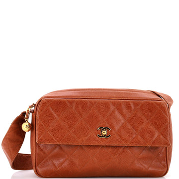 Chanel Vintage Front Pocket Camera Bag Quilted Caviar Medium