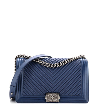 Chanel Boy Flap Bag Chevron Wrinkled Lambskin New Medium