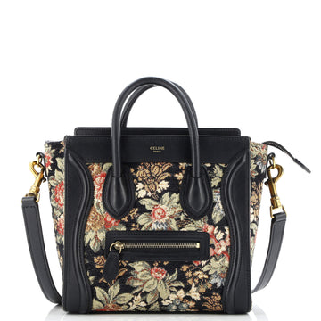 Celine Luggage Bag Printed Jacquard and Leather Nano