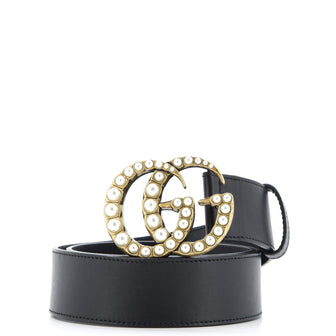 Gucci Pearly GG Marmont Belt Leather Wide