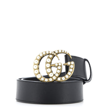 Gucci Pearly GG Marmont Belt Leather Wide