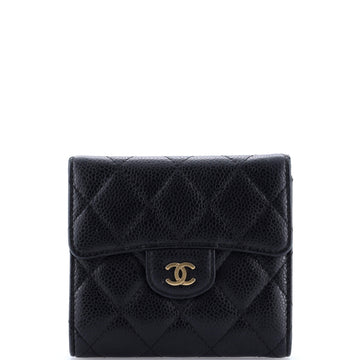 Chanel CC Compact Classic Flap Wallet Quilted Caviar