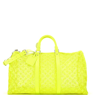 Louis Vuitton Keepall Bandouliere Bag Monogram See Through Mesh 50