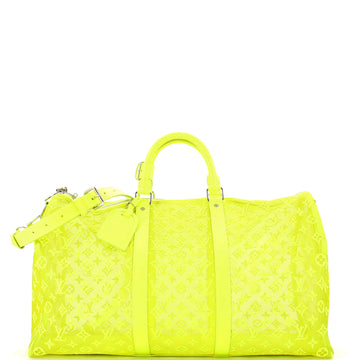 Louis Vuitton Keepall Bandouliere Bag Monogram See Through Mesh 50