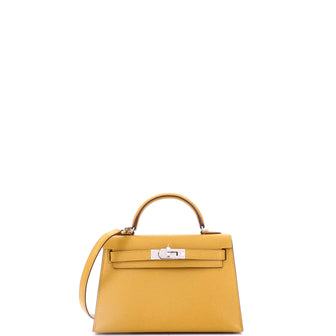 Hermes Kelly Mini II Bag Verso Chevre Mysore with Palladium Hardware 20