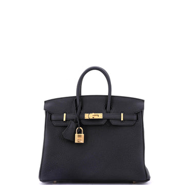 Hermes Birkin Handbag Black Togo with Gold Hardware 25