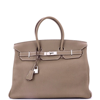 Hermes Birkin Handbag Grey Togo with Palladium Hardware 35
