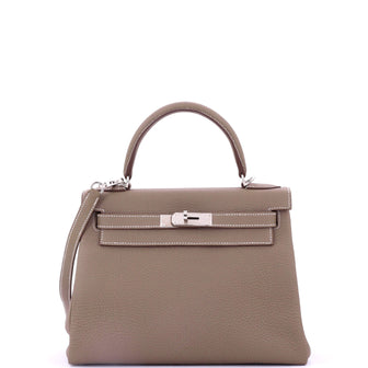 Hermes Kelly Handbag Grey Togo with Palladium Hardware 28