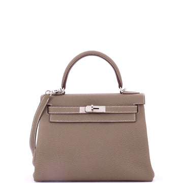 Hermes Kelly Handbag Grey Togo with Palladium Hardware 28
