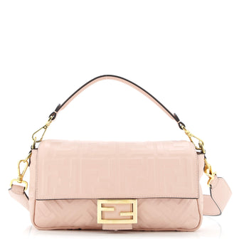 Fendi Baguette NM Bag Zucca Embossed Leather Medium