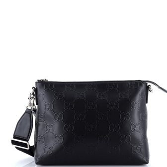 Gucci Convertible Messenger Bag GG Embossed Perforated Leather Medium