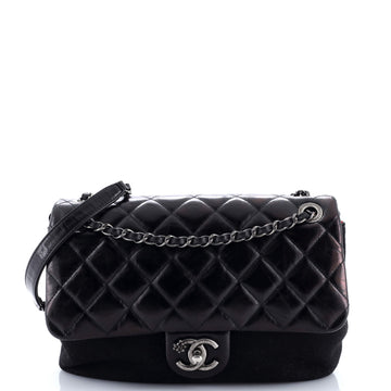 Chanel Edelweiss Curvy Flap Bag Felt and Quilted Leather Medium