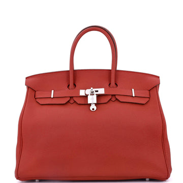 Hermes Birkin Handbag Red Togo with Palladium Hardware 35