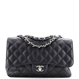 Chanel Classic Single Flap Bag Quilted Caviar Jumbo