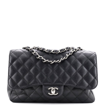 Chanel Classic Single Flap Bag Quilted Caviar Jumbo